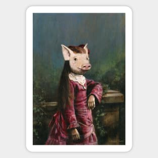 Victorian Piglet Girl Sticker